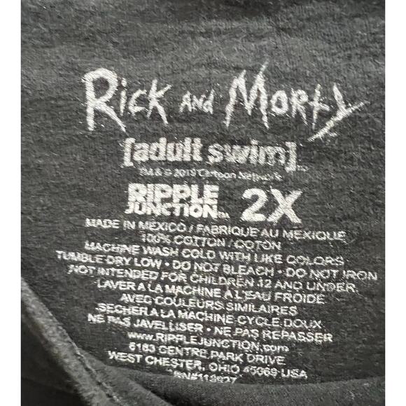 RICK & MORTY Adult Swim Black thrashed graphic tee big & tall SZ 2X - Picture 4 of 4